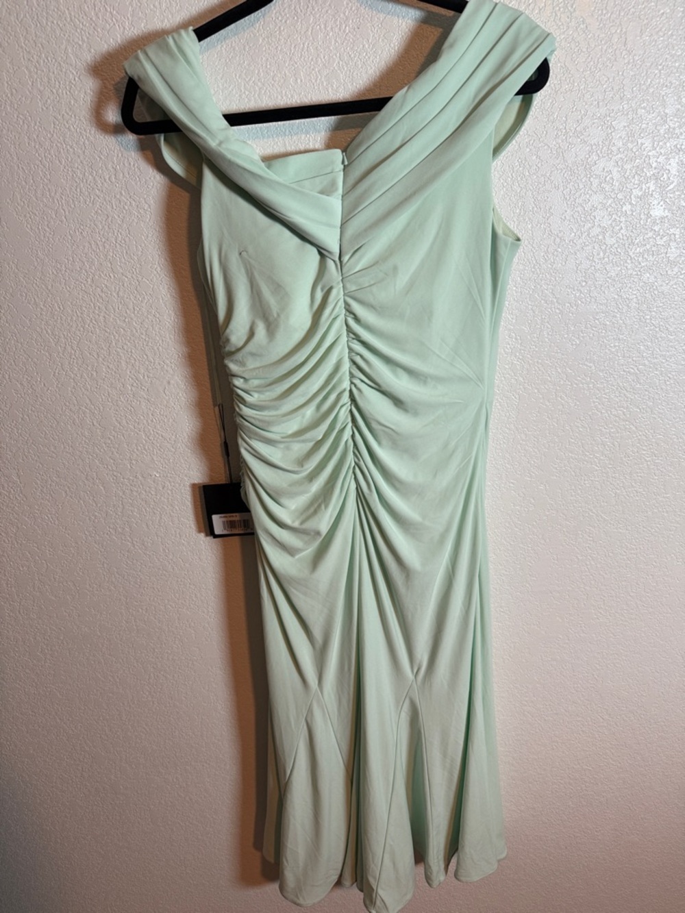 Mac Duggal IEENA Mint One Shoulder Side Gathered MIDI Dress Size 8 Formal - Picture 7 of 12